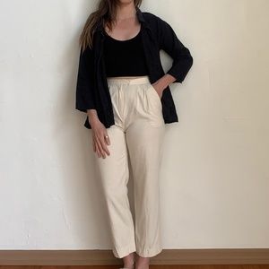 Vintage 100% Raw Silk Pants Naturelle George Georgiou Medium 1980s 1990s